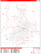 Wichita Falls  Wall Map Red Line Style